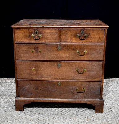 Lot 358 - An 18th century oak chest of drawers, two...