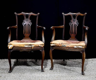 Lot 382 - A pair of Chippendale style mahogany 19th...