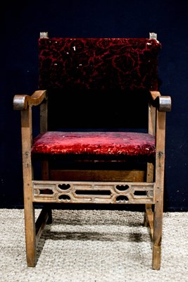 Lot 367 - A Spanish walnut armchair, with upholstered...