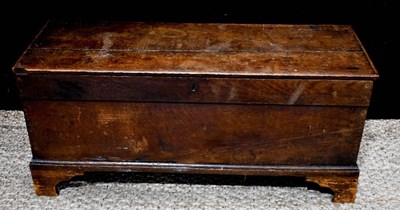 Lot 353 - An 18th century oak boarded coffer, with...