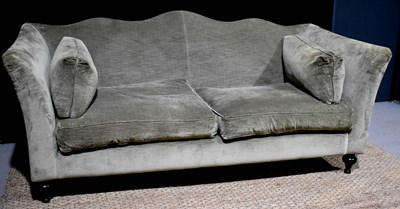 Lot 401 - A large green velvet two seater settee by John...