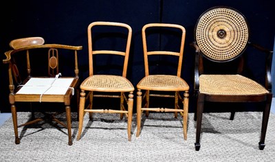Lot 346 - A group of antique chairs, to include a cane...