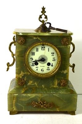 Lot 88 - An early 20th century onyx mantle clock with...