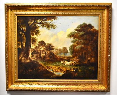 Lot 289 - A 19th Century oil on board painting of a wood...
