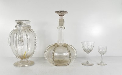 Lot 65 - Two Edwardian etched tot glasses, together...