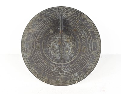 Lot 412 - A 20th century metalware sundial, engraved...