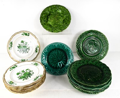 Lot 49 - A selection of 'cabbage leaf' plates to...