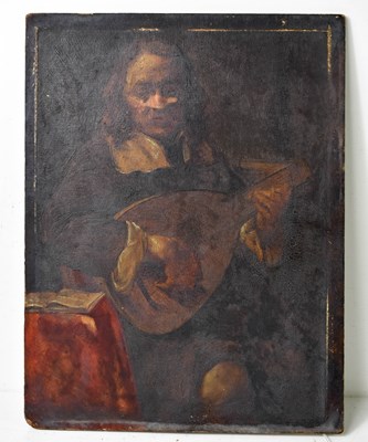 Lot 269 - A 19th century oil on panel, gentleman playing...