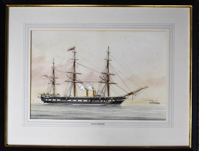 Lot 287 - A 19th century watercolour depicting HMS...