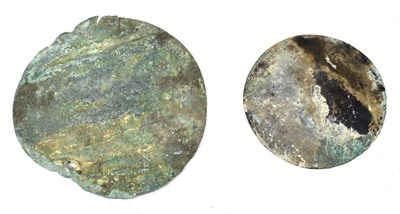 Lot 17 - Antiquities: Two bronze mirrors, the smaller...