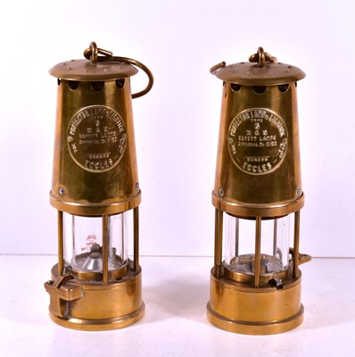 Lot 24 - Two Eccles Type 6 brass miners Lamps made by...