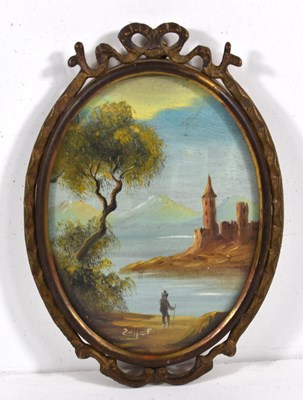 Lot 242 - A 19th century miniature oil painting,...