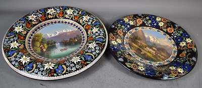 Lot 225 - Two Thoune Swiss ceramic chargers, one made by...