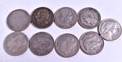 Lot 306 - A group of Belgium and French, 5 Franc silver...