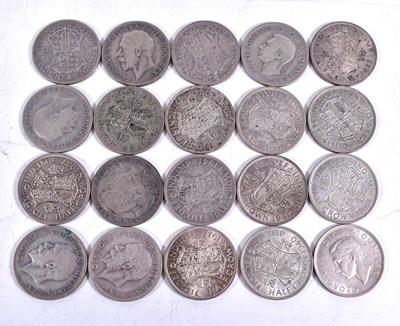 Lot 250 - A group of pre 1947 silver half crowns, 280g.