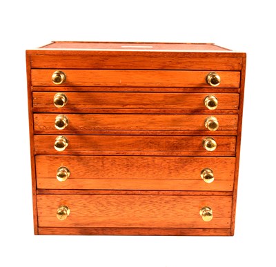 Lot 281 - An oak six drawer coin collectors cabinet,...