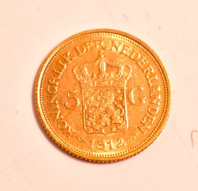 Lot 309 - A Netherlands Queen Wilhelmina 5 Gulden gold...