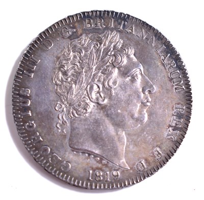 Lot 308 - A George III silver crown, dated 1819, edge...