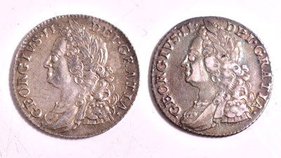 Lot 280 - Two George II silver shillings, both dated 1758.