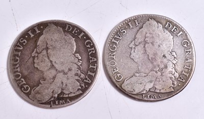 Lot 229 - Two George II silver Lima Halfcrowns, both...