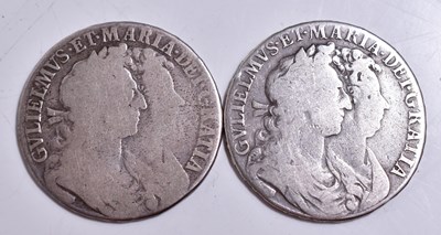Lot 264 - Two William and Mary silver halfcrowns, both...