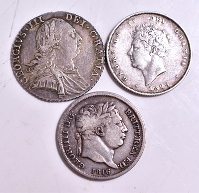 Lot 219 - Two George III silver shillings dated 1787 and...