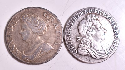 Lot 220 - A Queen Anne silver shilling dated 1711,...