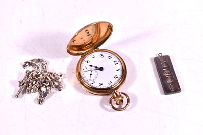 Lot 491 - A gold plated pocket watch, white enamel dial...