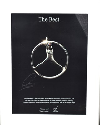 Lot 443 - Formula 1 memorabilia: A Lewis hamilton signed...