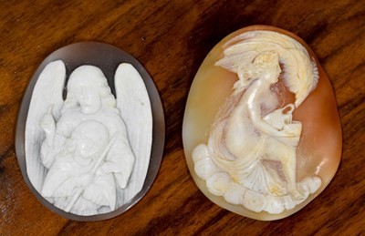 Lot 29 - Two 19th century shell cameos, unmounted, one...