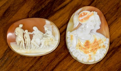 Lot 12 - A 19th century Italian carved shell cameo...