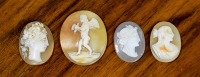 Lot 4 - A group of four 19th century shell cameos, to...
