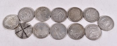 Lot 299 - A collection of silver Morgan and Liberty...