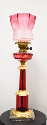 Lot 19 - A mid 19th century Bohemian ruby glass duplex...