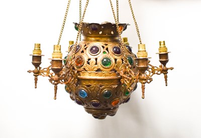 Lot 13 - A Victorian 19th century gilt brass jewelled...