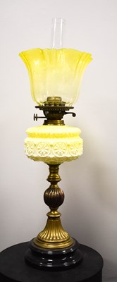 Lot 16 - A late 19th century Victorian brass and glass...