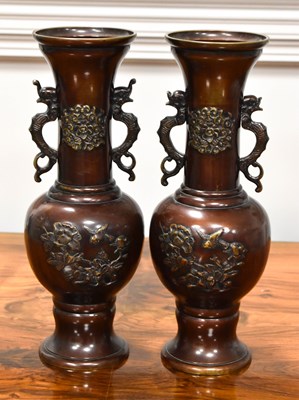Lot 151 - A pair of 20th century bronze chinese vases,...