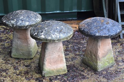 Lot 548 - A group of three staddle stones complete with...