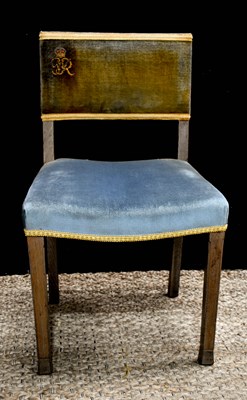 Lot 575 - A George VI limed Oak Coronation chair with...