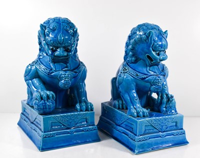 Lot 67 - A pair of 20th century Chinese turquoise...