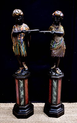 Lot 27 - A pair of 19th century Venetian blackamoor...