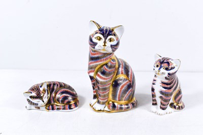 Lot 60 - A group of three Royal Crown Derby cat...