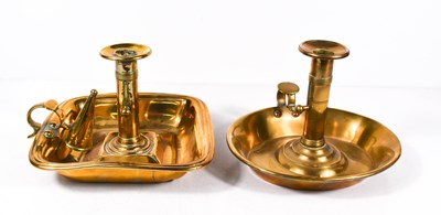 Lot 160 - Two Victorian brass chamber sticks one oval...