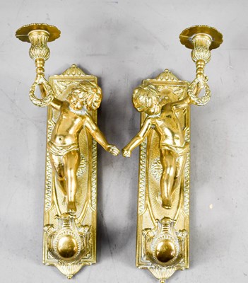 Lot 162 - A pair of French 20th century brass candle...