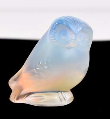 Lot 37 - A Lalique glass owl, etched to the underside...