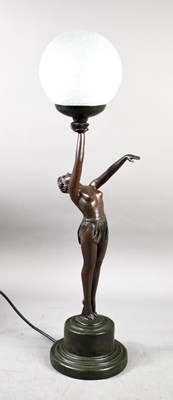 Lot 21 - An Art Deco style 20th century bronzed figural...