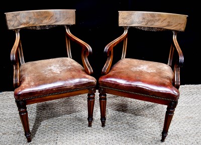 Lot 557 - A pair of Geroge IV mahogany armchairs,...