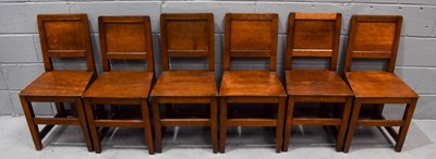 Lot 584 - Robert Thompson the Mouseman: a set of six oak...