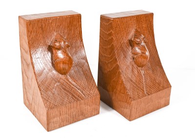 Lot 183 - Robert Thompson the Mouseman: a pair of oak...