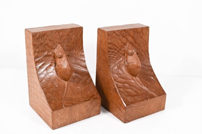 Lot 184 - Robert Thompson the Mouseman: a pair of oak...